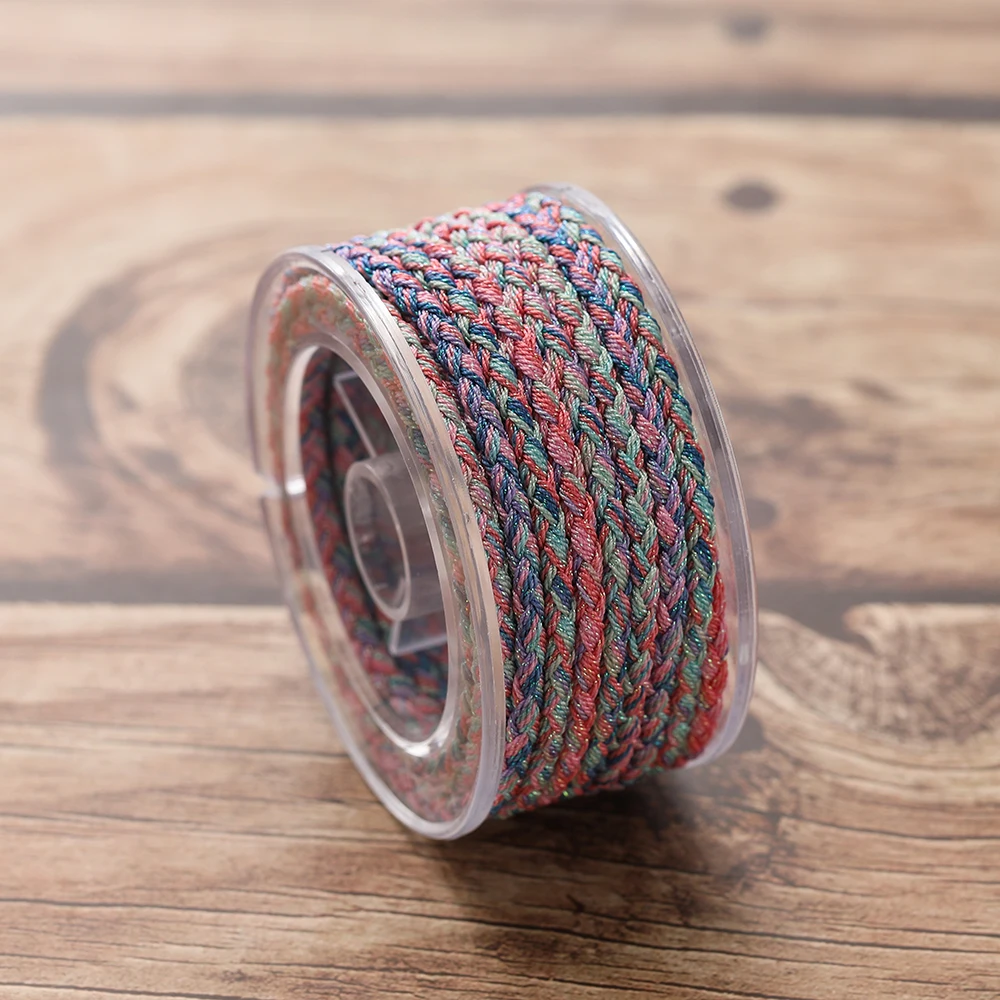 Colorful Braided Polyester Thread Roll – 4m, 3.5mm Diameter – 11 Styles for DIY Jewelry & Crafting