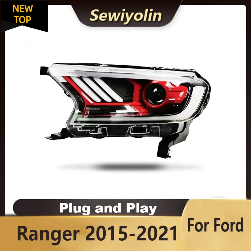 

For Ford Ranger 2015-2021 Car Accessories Headlight Assembly LED Lights Lamp DRL Signal Plug And Play Daytime Running