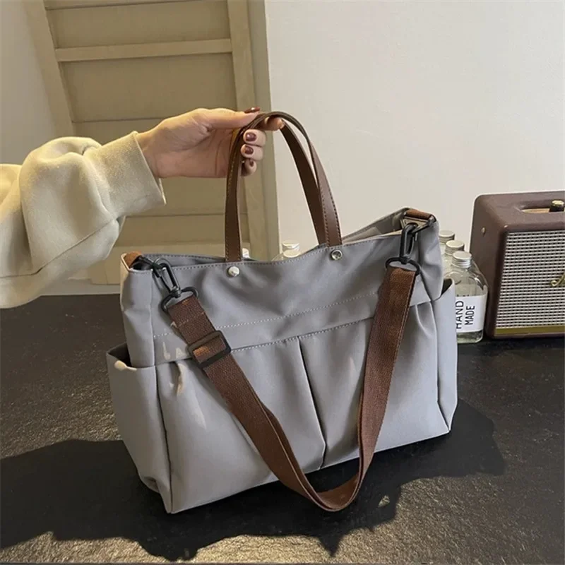 حقيبة يد واسعة من النايلون للنساء حقيبة يد أنيقة ع...