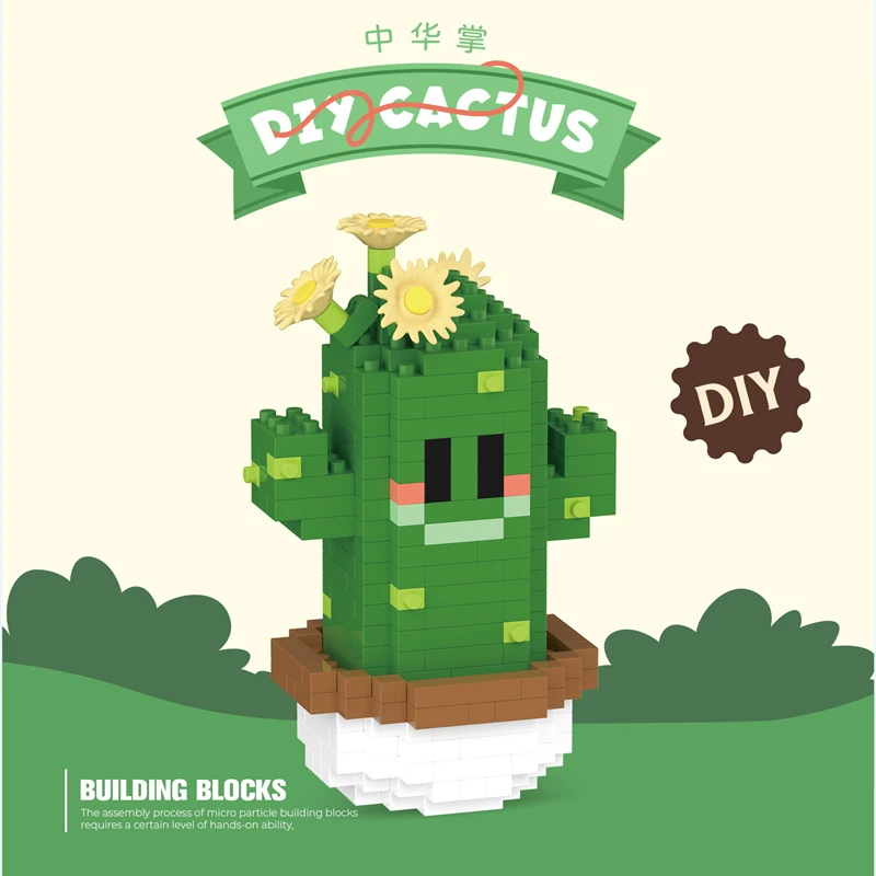 thumbnail image 1 of Nuevo producto: simulación de suculentas, bloques de construcción de cactus, flores, juguetes educativos para armar, decoraciones de plantas en macetas, 1 of 5