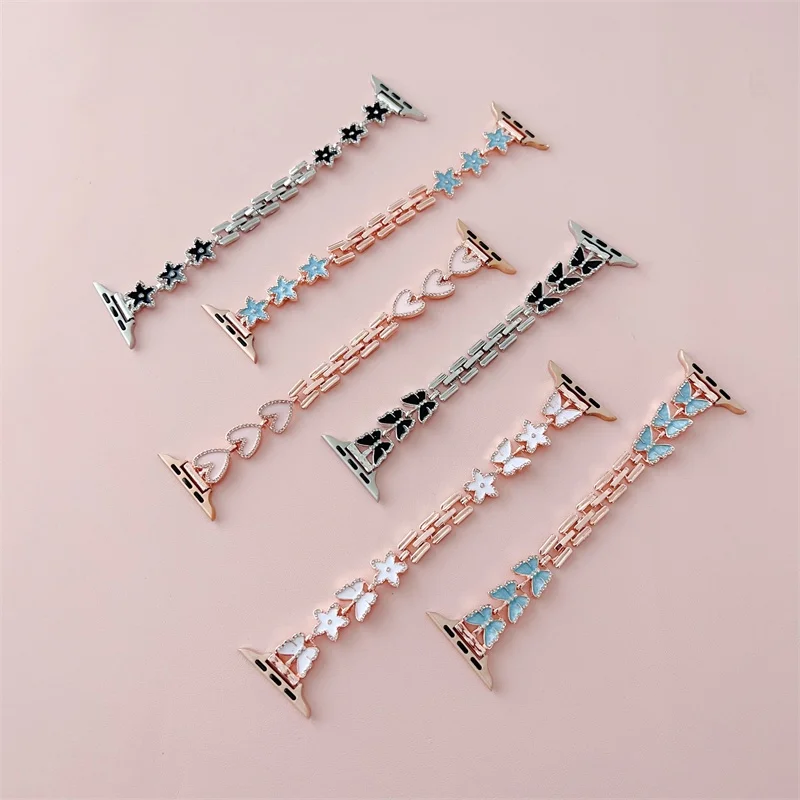 

Butterfly Slim Diamond Metal Watch Band for Apple Watch Series Ultra/8/7/6/SE/5 Stainless Steel Bracelet for 44 45mm 49mm 41mm
