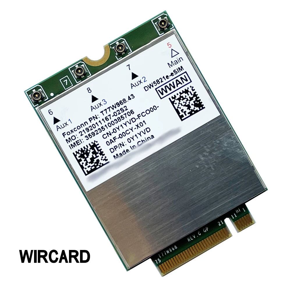 Módulo do Portátil 4g para Dell T77w968 Dw5821esim X20 Lte Cat16 1gbps Fdd-lte Tdd-lte 5420 5424 7424 7400 7210 Laptop - Imagem 3