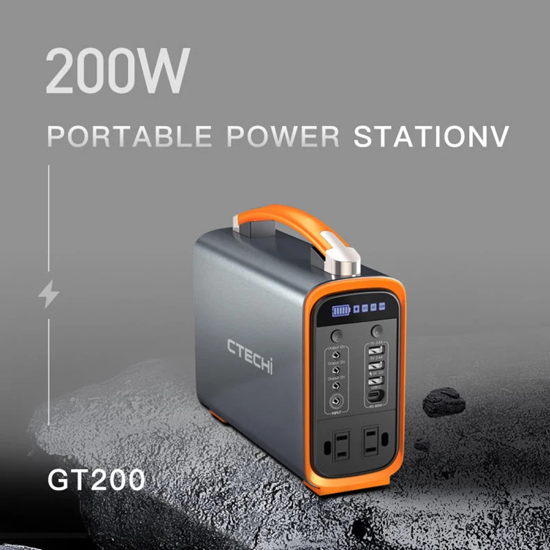 CTECHI-Générateur Solaire Portable de 200W Type C QC3.0, Charge