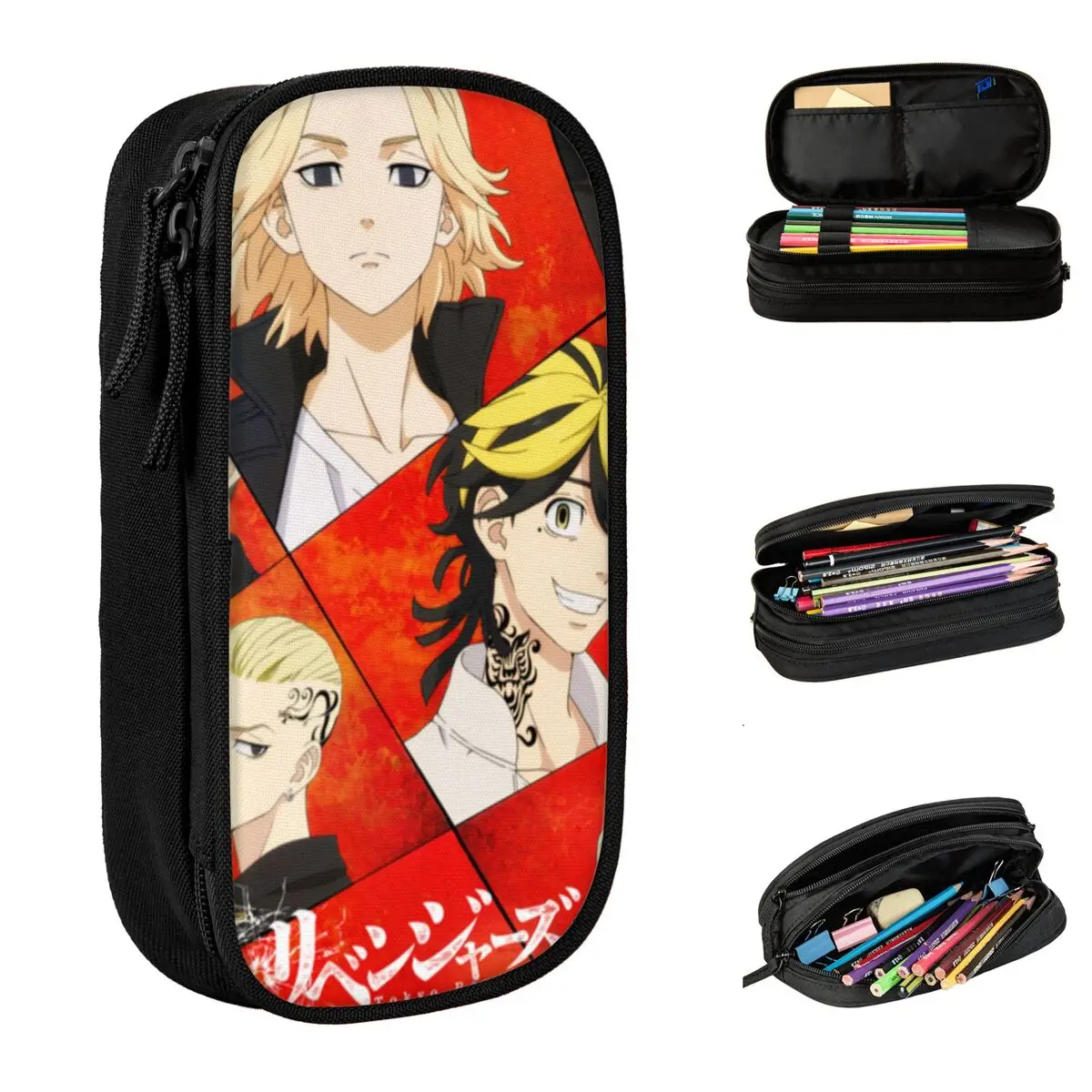 

Tokyo Revengers Manji Gang Pencil Case Sano Manjiro Anime Pencilcases Pen Box Large Storage Bag School Cosmetic Stationery