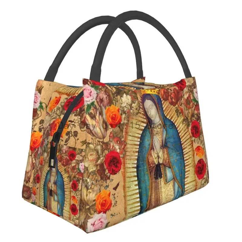 

Our Lady Of Guadalupe Virgin Mary Thermal Insulated Lunch Bag Women Catholic Mexico Poster Resuable Travel Storage Meal Food Box