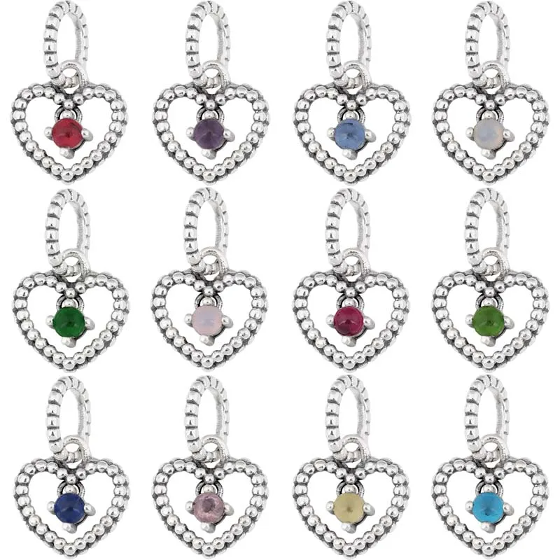 

2020 Valentine's Collection Twelve Month Birthstone Pendant Bead 925 Sterling Silver Charm Fit Fashion Bracelet Diy Jewelry