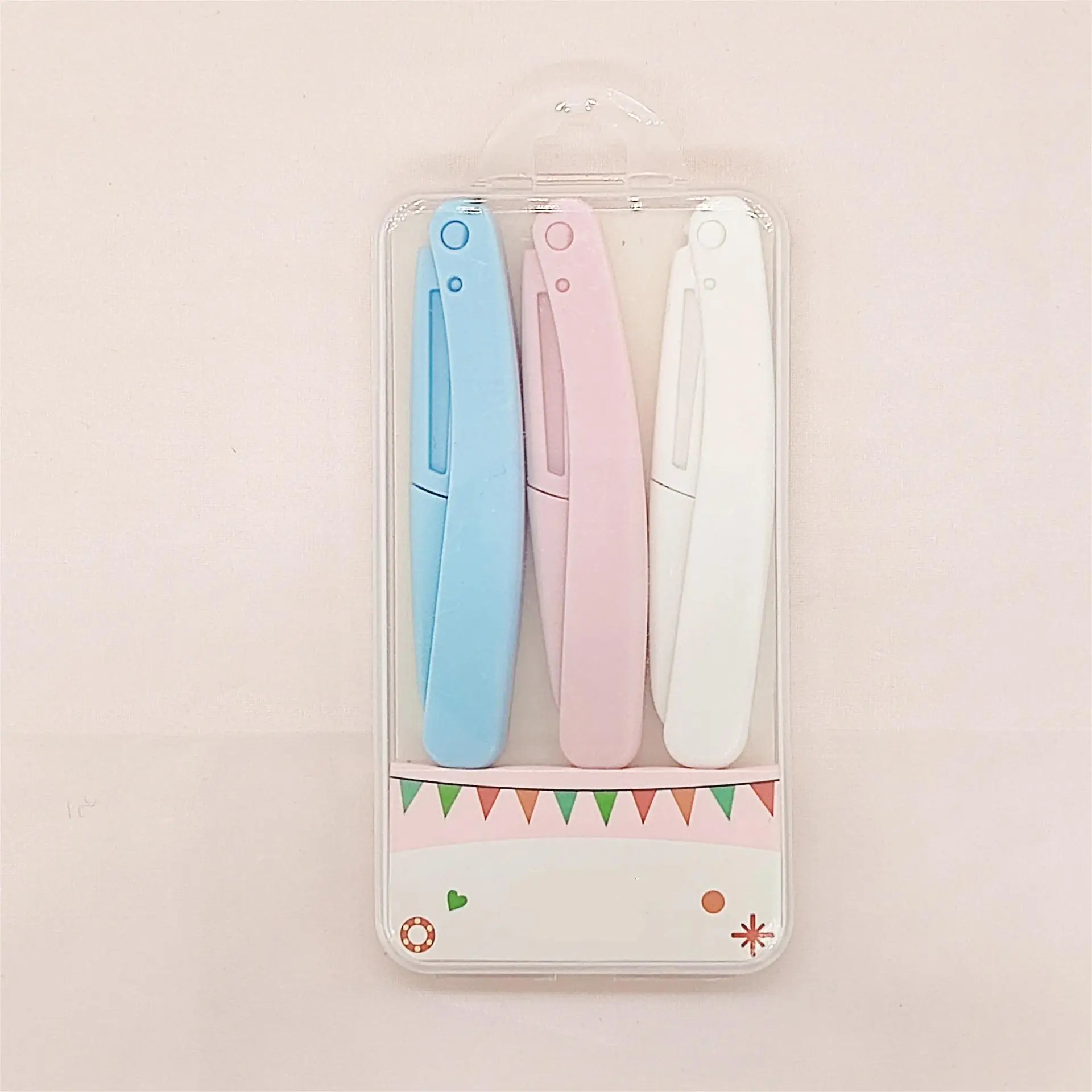 안전한 접이식 눈썹 면도기, 스테인레스 스틸 블레이드, 미용 도구, 휴대용 의상, 무작위 색상, 3 개
