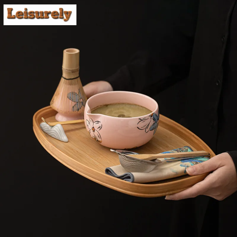 8pc/set Sakura Pink Blossom Ceramic Tea Set Complete Set Matcha Whisk Chasen Japanese Matcha Set Kit Tea Soaking Tea Ceremony