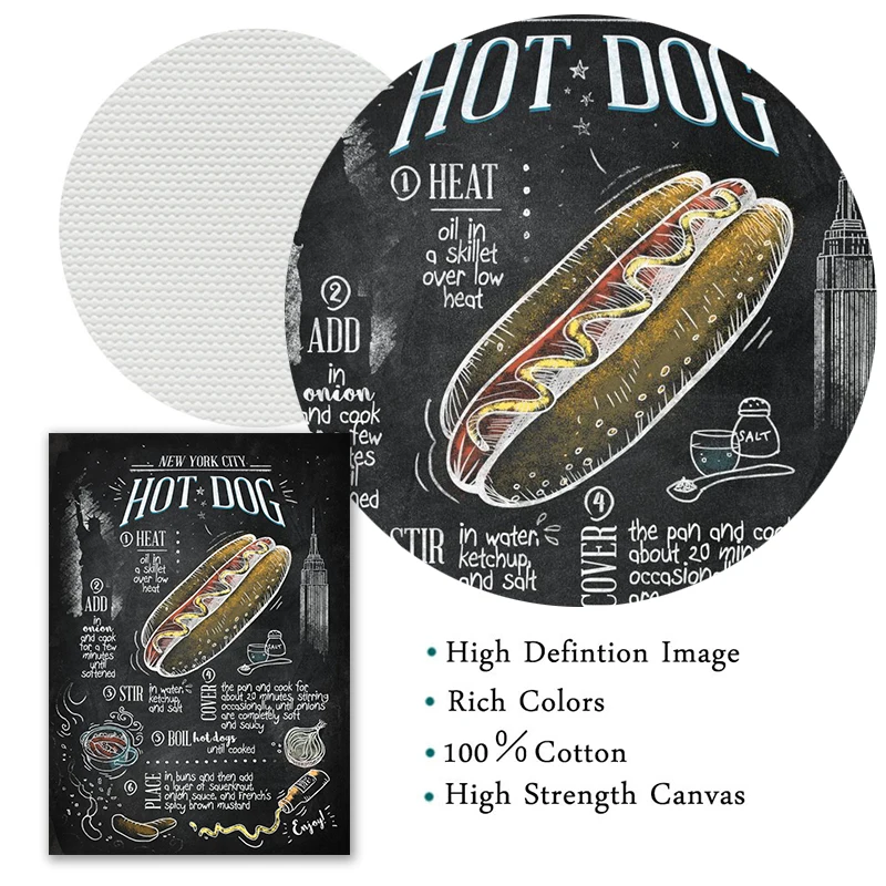 Classic Foodie Cuisine Blackboard Artwork Poster Canvas Printing Fast Food Hamburger Hotdog Wall Decor Kitchen Restaurant Decor