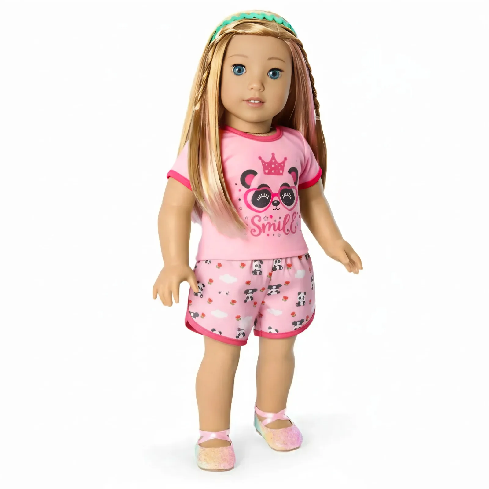 Handgefertigtes T-Shirt + Shorts für 43 cm große Puppen, Kleidung, Zubehör, 18 Zoll, amerikanische Puppe, Mädchenspielzeug, Weihnachtsgeschenk – Detail 10
