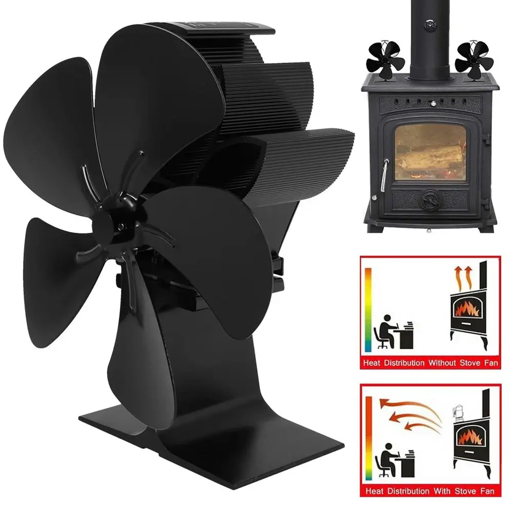 5 Blades Fire Heat Energiebesparende Eco Fan Vervanging Houtkachel Fan Voor Warmte Aangedreven Haard Fan Log Brander