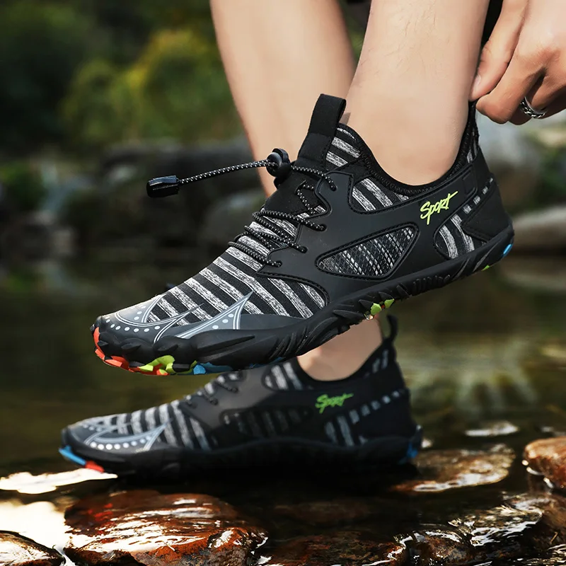 Breathable Beach Footwear For Mens Elastic Barefoot Upstream Trekking Water Shoes Quick Dry Breathable Seaside Nonslip Sneakers