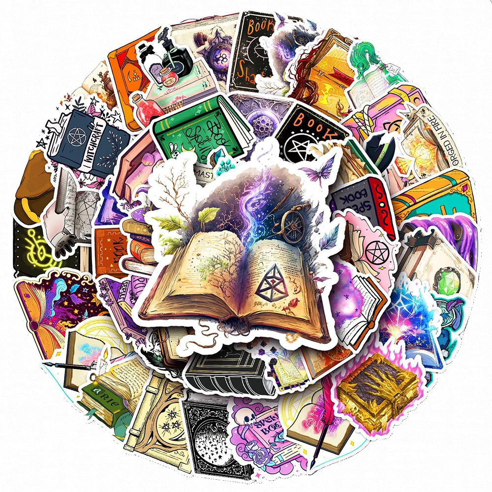 10/30/50pcs Magic Gothic Witch Book Art Cartoon Stickers Anime Aesthetic Decals Laptop Phone Car Cute Cartoon Decoration Sticker sank 4 books pen magic copy book free wiping kids writing sticker practice english copybook for calligraphy montessori books
