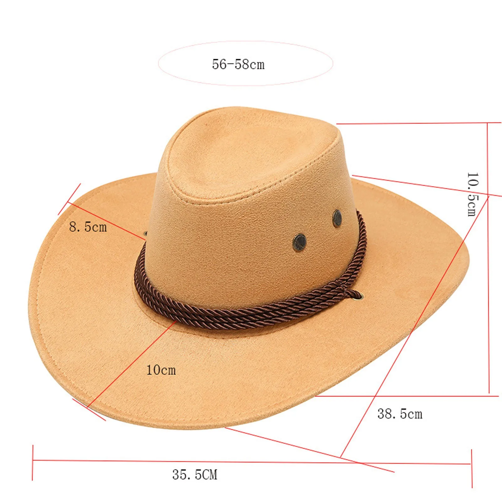Men Travel Sun Visor Wide Brim Casual Horse Riding Western Cowboy Hat Cap Summer