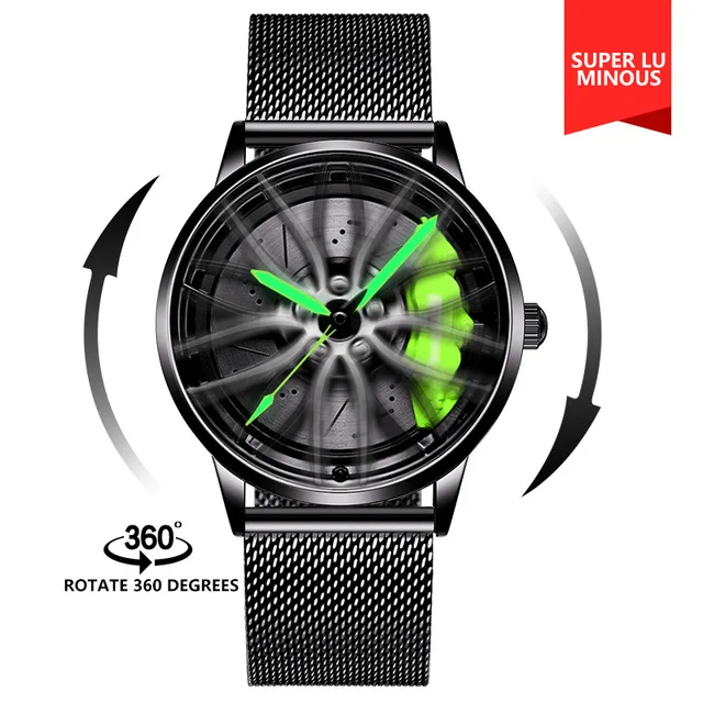 2022 Watch for Men Unique Custom Design Real 3D Car Wheel Watch Fashion Waterproof Sport Watch Men Rim Hub Watch Quartz Watch 