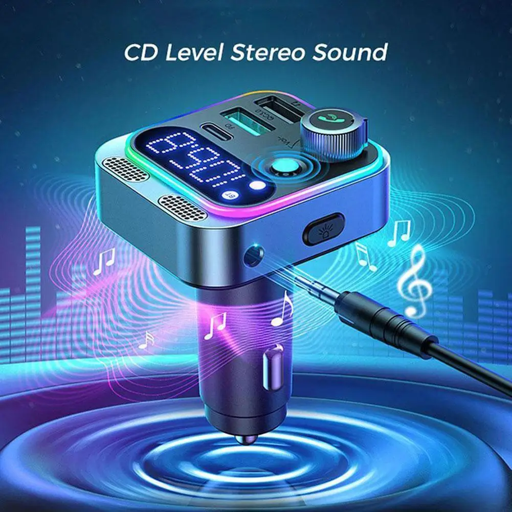 Bluetooth 5.3 FM Transmitter for Car, Stronger Dual Mics, Deep Bass Sound, 48W PD&QC3.0 Car Charger, Bluetooth Adapter X0X6