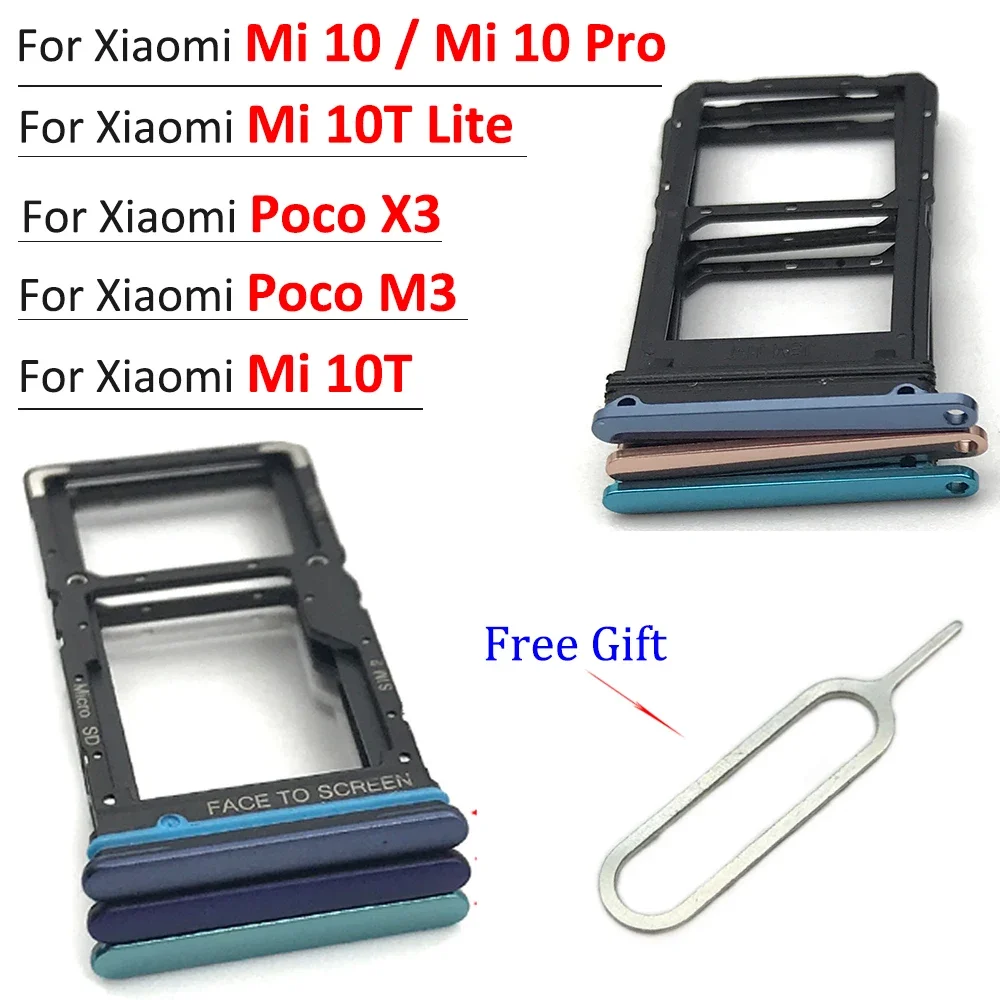 2 Pz, Nuovo Per Xiaomi Poco M3 Mi 10 Mi10 Pro Mi 10T Lite Poco X3 Micro Nano Sim Card Holder Vassoio Slot Holder Presa Adattatore + Pin