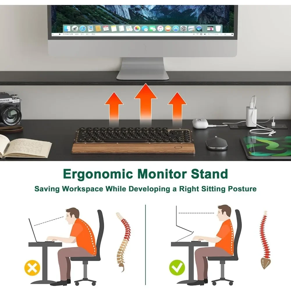 "66-inch executive corner desk with storage, power outlet, and led lighting"