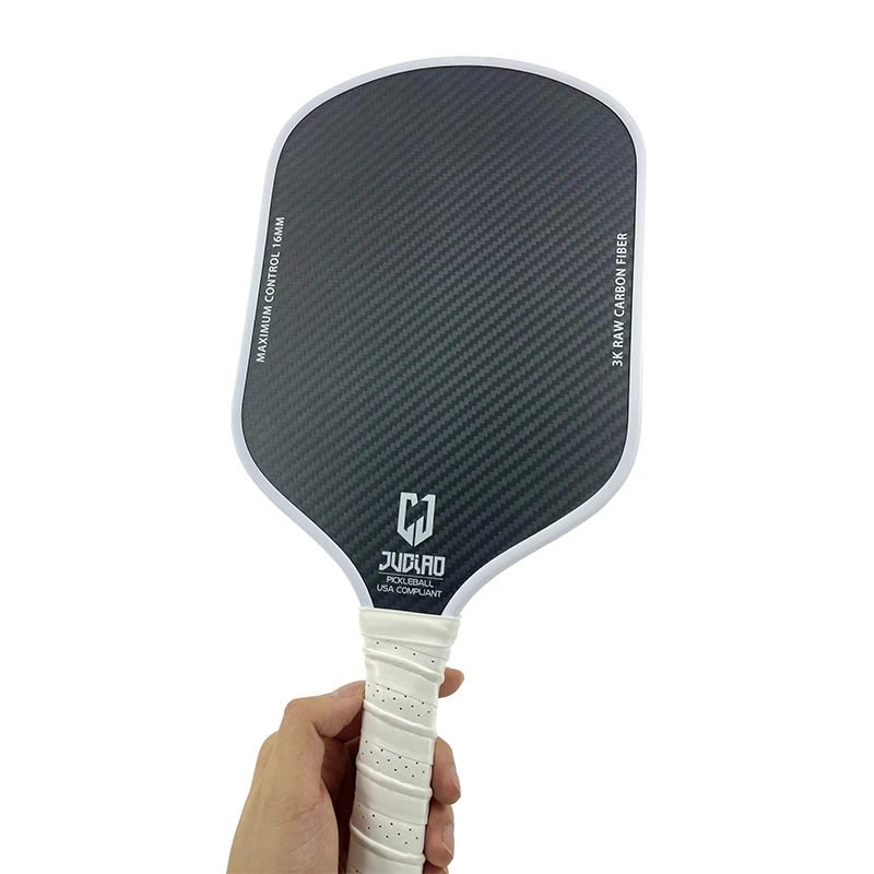 3K Raw Carbon Surface With High Grit & Spin USAPA Compliant With 16MM Polypropylene Honeycomb Core Lightweight Pickleball Paddle