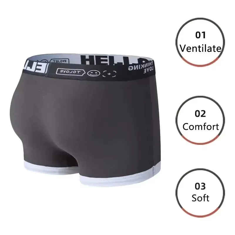 1 PCS 2024 Men's Underwear Cotton Underwear Letter Waistband Comfortable Breathable Soft Boxer Fashion Casual Sports Shorts 3