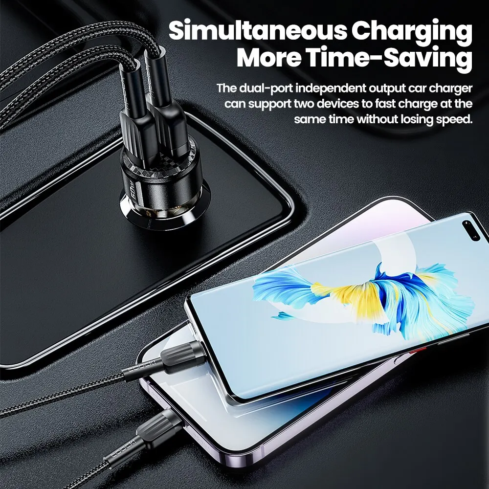 Toocki 60W Caricabatteria da auto 30W Ricarica rapida Custodia trasparente PD 27W per iPhone 15 14 13 12 Xiaomi Poco Samsung Caricabatterie rapido Ricarica - Image 4