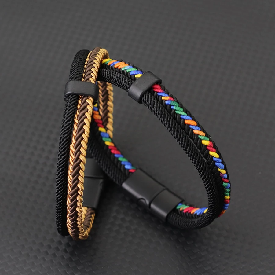 Handmade Rope Bracelet For Men Detachable Buckle Ethnic Fabric Bangle
