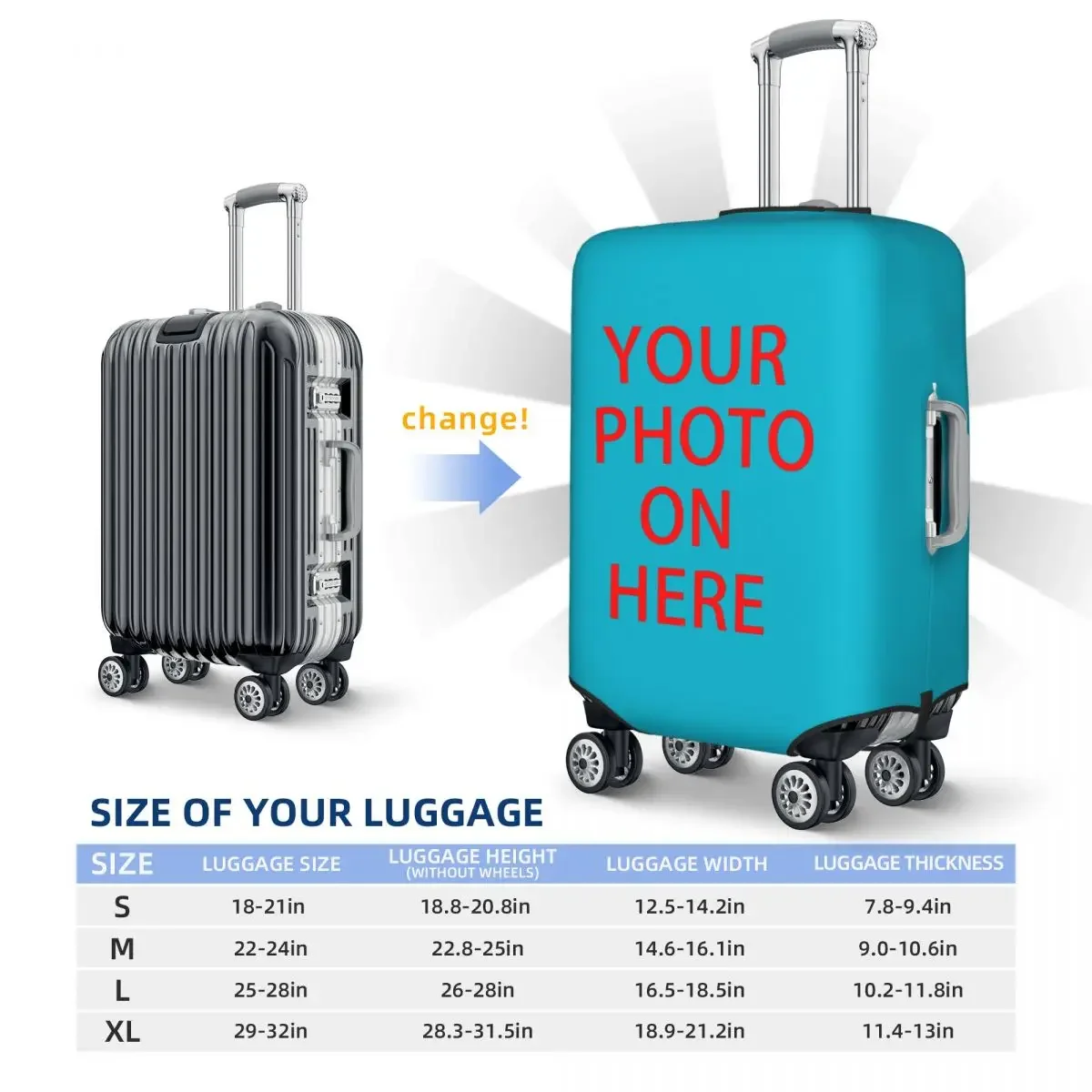 Family Pets Custom DIY Logo Luggage Cover Protector Cute Customized Photo Print Travel Suitcase Protective Cover for 18-32 Inch 6