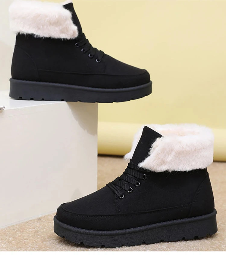 Women's Winter Snow Boots With Fur Lining And Low Heels_voghion.com