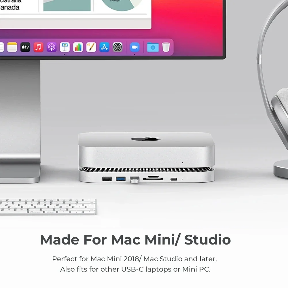 Dock Mac Mini Studio with 2.5inch Hard Disk Enclosure Multi USB 3.0 SD/TF Card Reader Extend Your Mac Mini Studio Dock Station 6