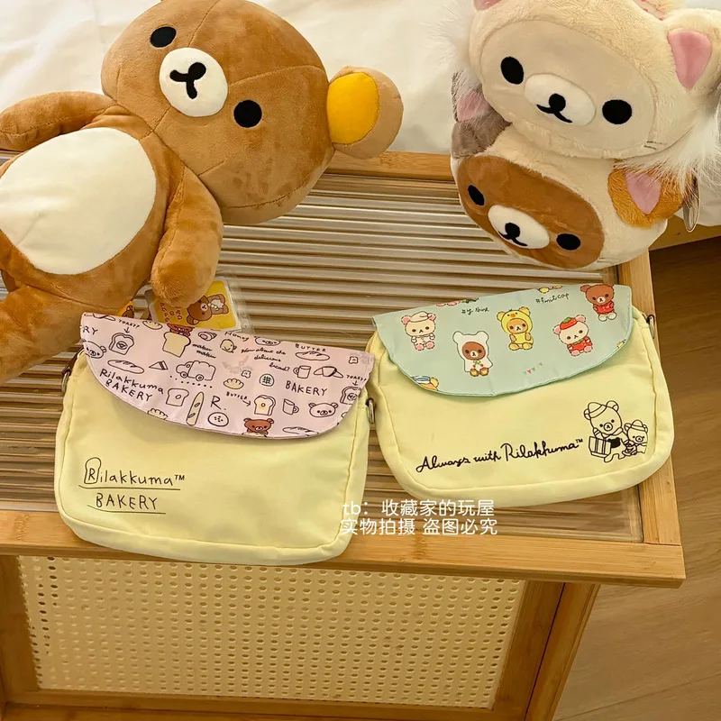 Kawaii Rilakkuma Crossbody Bag Storage Bag Pen Cartoon Cute Notebook Pencil Stationery Storage For School Gifts
