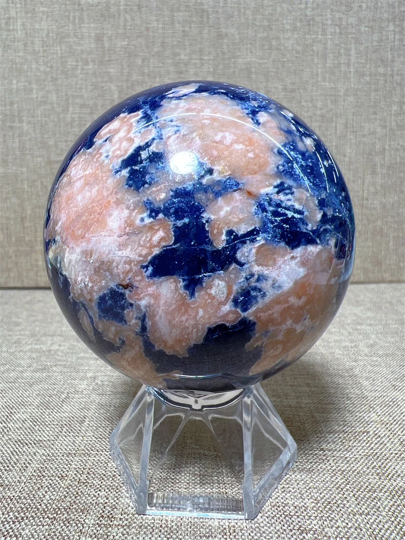 

Natural Pink Sodalite, Sphere Free Form Carving Reiki Healing Stone Home Decoration Exquisite Gift
