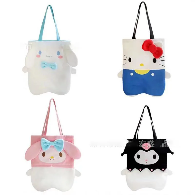 

40CM Sanrios Kawaii Cinnamoroll My Melody Hello Kittys Kuromi Cartoon Japanese Cute Versatile Shoulder Bag Handbag Canvas Bag