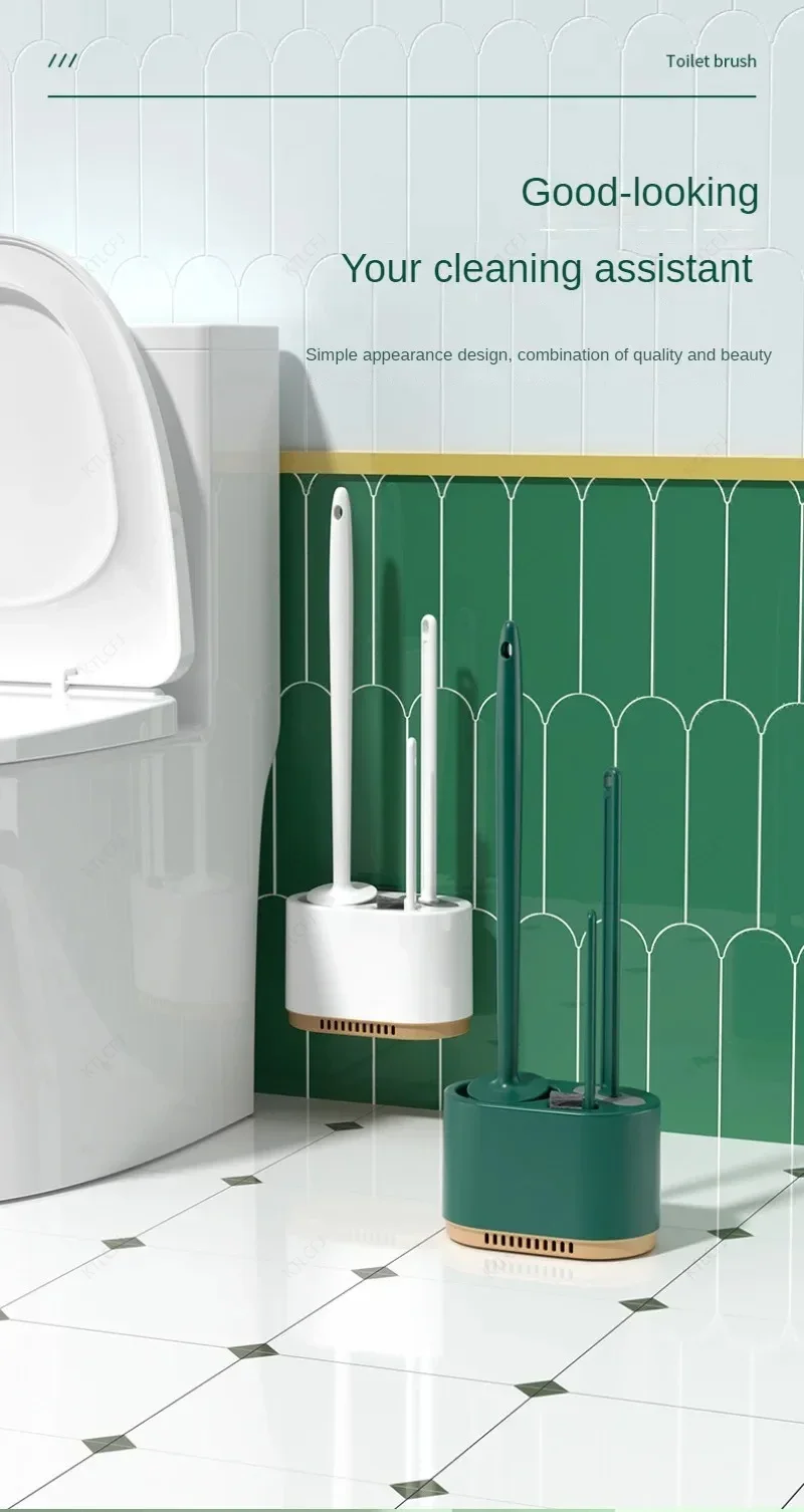 Description Picture 5 of item3-IN-1 Toilet Set Bathroom Cleaning Brushs Hole Free Storage Cabinet Rack Toilet Bowl Brush Base for Cleaning Brush Accessories