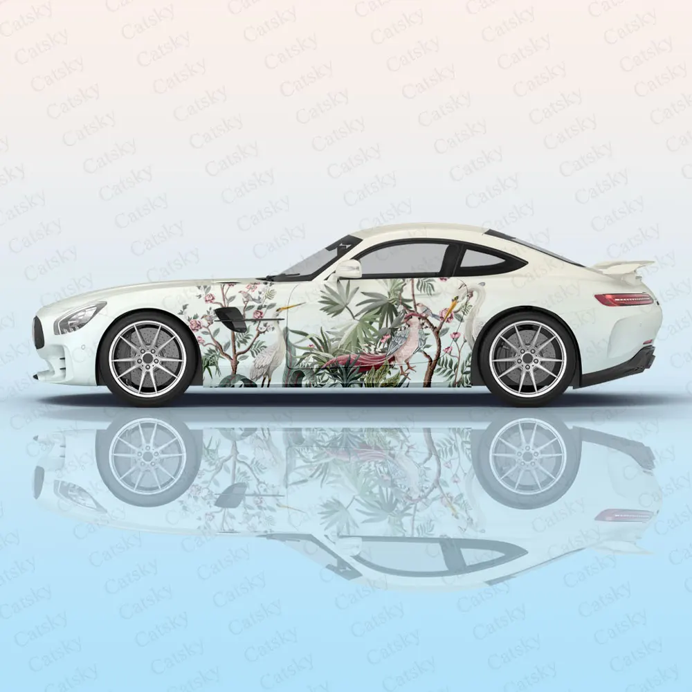 

Кран и цветок чернильная живопись кузова автомобиля наклейки Itasha виниловые автомобильные боковые наклейки стикер для кузова автомобиля