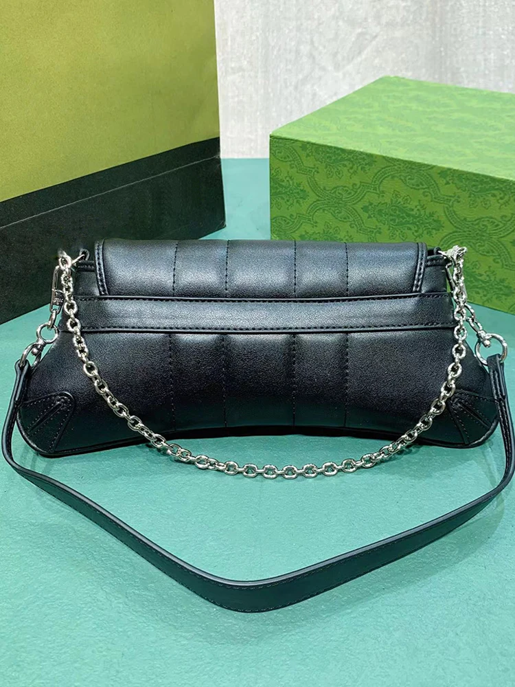 

Catwalk vintage car stitched leather chain shoulder bag Women's new handbag Fashion saddle bag Multi-functional underarm bag