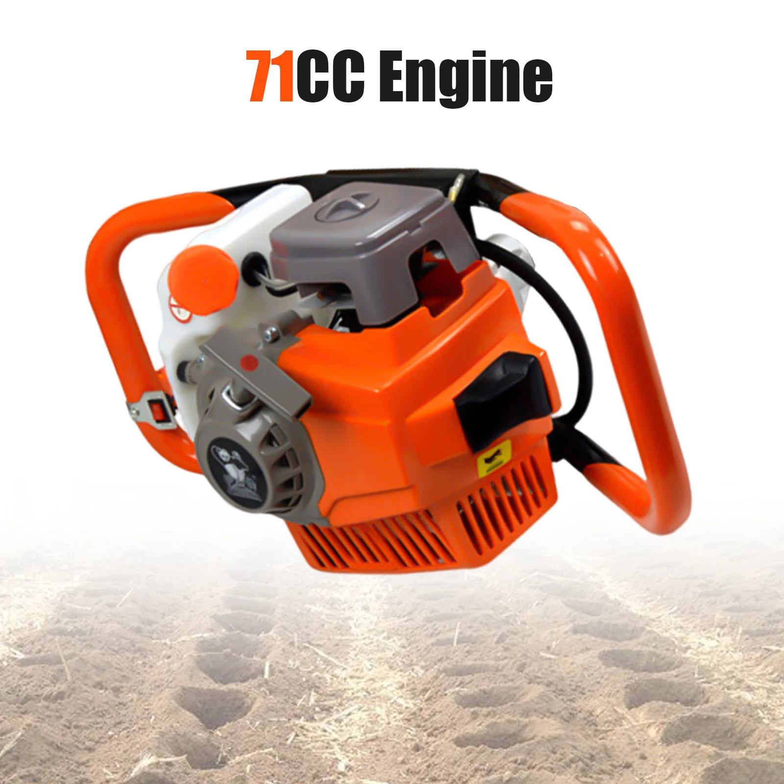 Gas Powered Earth Auger Post Hole Digger 2-Stroke 71CC Gasoline Earth Auger Borer 2.3kw Fence Ground Drill 0-300rpm For Installing Guardrails Railings