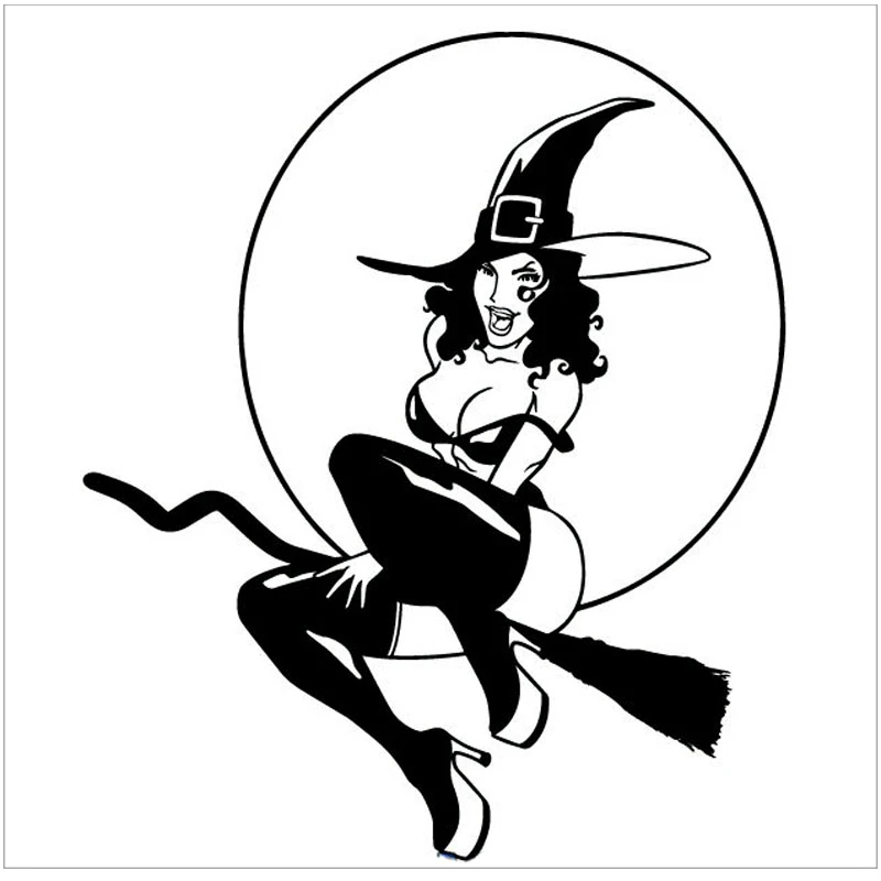

Лидер продаж, модная Автомобильная наклейка Witch Girl, наклейки, Декор, виниловые солнцезащитные водонепроницаемые наклейки, персонализированные украшения для стайлинга автомобиля, 19*16 см