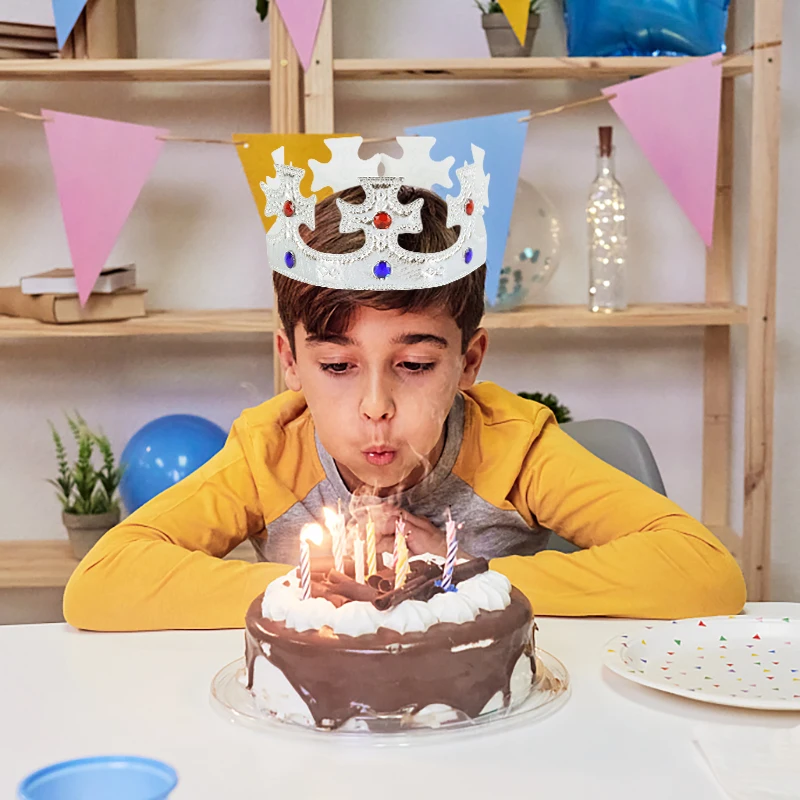 Gold Silver King Crown Prince Headdress Kids Cosplay Costume Props Boys Girls 1st Birthday Party Decoration Cloth Crown Hat