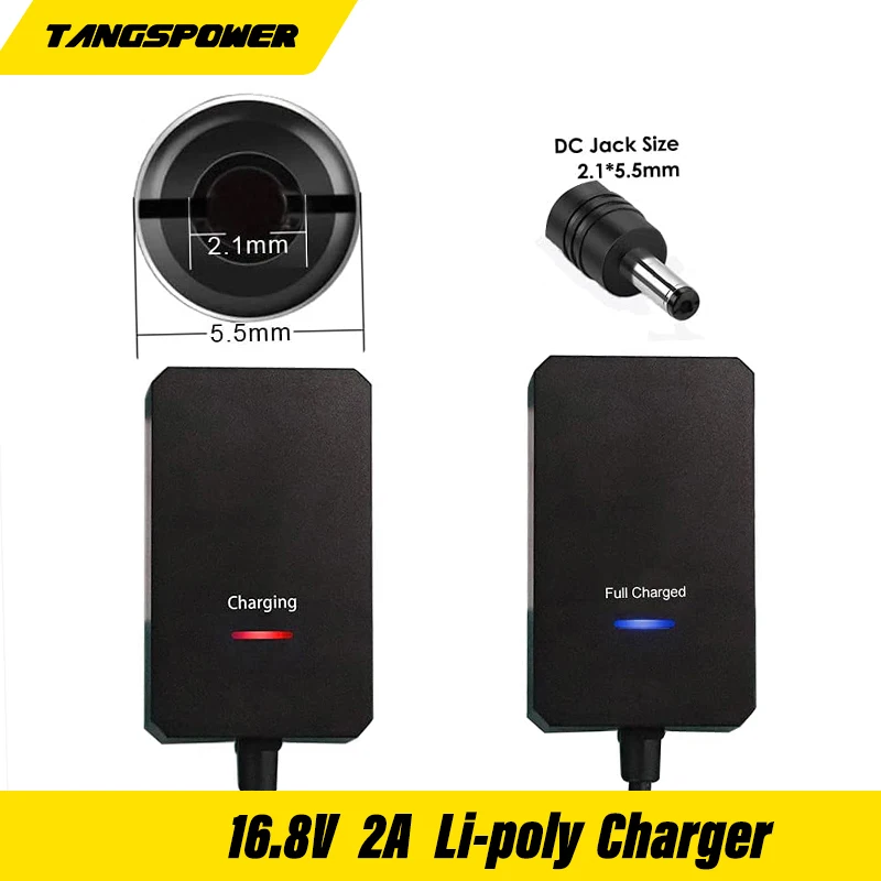 16.8V 2A 18650 리튬 배터리 휴대용 벽 충전기 5.5x2.1mm DC 전원 잭 소켓 암 패널 마운트 커넥터
