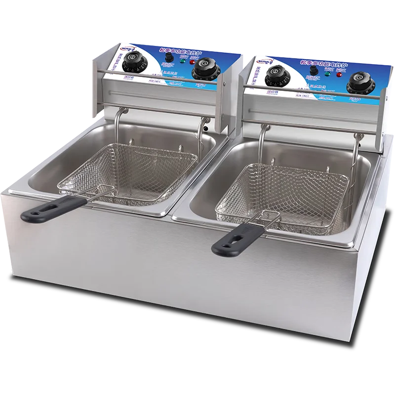 Commercial fryer. Large capacity. Double cylinder. Electric. For French fries. Snack equipment 3