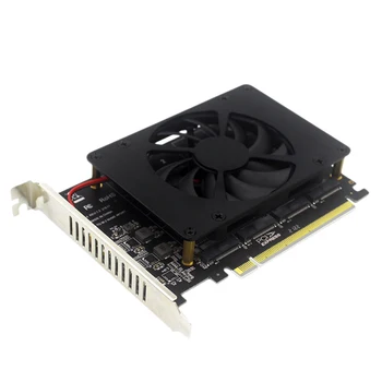 방열판이 있는 4 디스크 NVME RAID PCI-E X16 스플리터 카드, PCIEX16 NVME M.2 MKEY SSD RAID 어레이 확장, 4X32Gbps