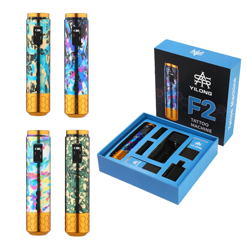 タトゥーマシン 2ピース F2 Wireless Tattoo Pen Machine With 18500 1200mAh Battery