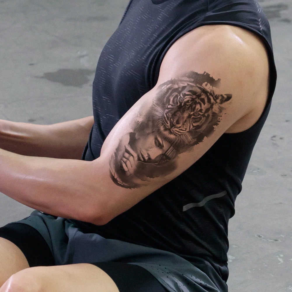 Waterproof Temporary Fake Tattoo Stickers Body Small Arm Animal Lion Tiger Wolf Snake Decals Men Women Universal Gift Decoration 3