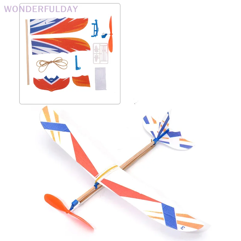 New Rubber Band Elastic Powered Aircraft Glider Flying Plane Airplane DIY Kids Toy