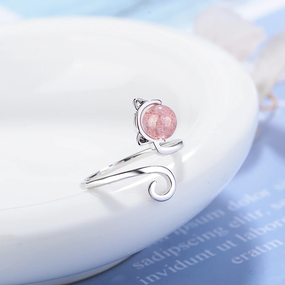 High Quality Cute Animal Cat Open Rings For Women Sterling Silver Jewelry - PeticaDeals