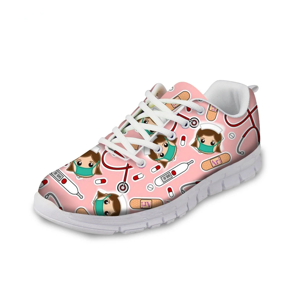 

Women Casual Sneakers Flats Cute Nurse Print Casual Women's Breathable Air Mesh Shoes Woman Light Walking Shoes