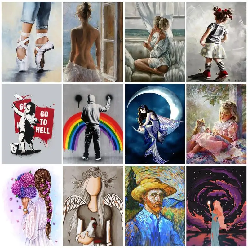 

CHENISTORY Painting By Numbers Kits Figure Picture Drawing DIY Picture Of Coloring By Numbers Landscape Wall Art Home Decor