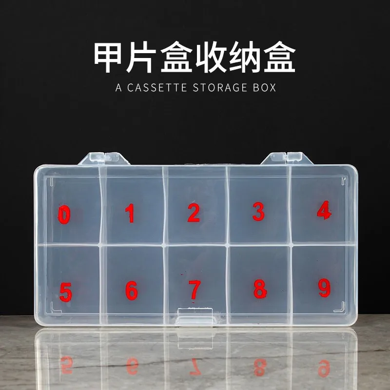  2 Pieces Nail Tip False Empty Nail Tips Organizer Storage Box  with 10 Number Spaces Storage Case Container Nail Box Plastic Grid Box for  Fingernail Crystal, Jewelry, Nail Accessories (White) 