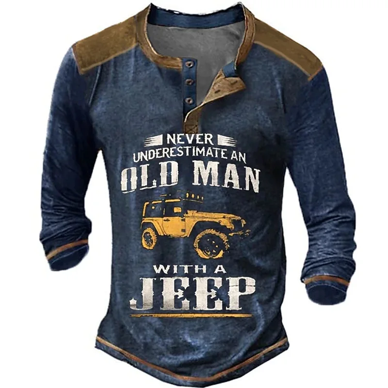 

2023 Handsome New Young Fashion Men's Henley Shirt Versatile T-shirt Graphic Letter Clothing Retro Casual Long Sleeve