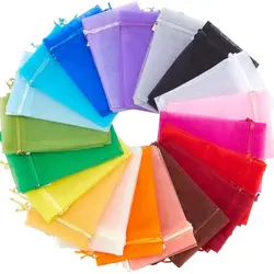 50Pcs Organza Bag Jewelry Packaging Gift Candy Wedding Party Goodie Packing Favors Pouches Drawable Bags Present Sweets Pouches